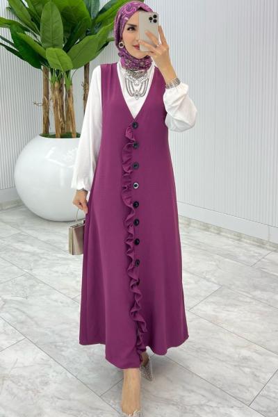 Takım Mürdüm Mahya Jile Takım Tesettür Giyim