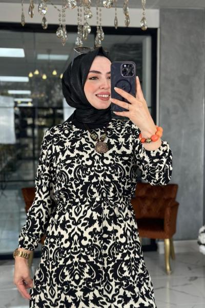 Pervin Viscon Elbise-Siyah/Beyaz