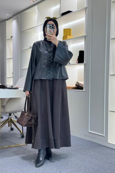 Kısa Deri Ceket Siyah