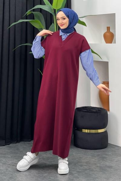 Gömlek Detaylı Triko Elbise