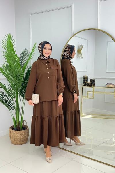 MERCAN ETEKLİ TAKIM - KAHVERENGİ Kahverengi