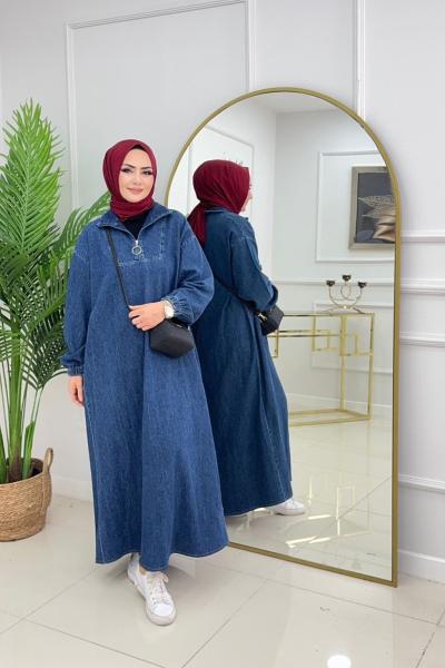 MOİ KOT ELBİSE-LACİVERT Lacivert